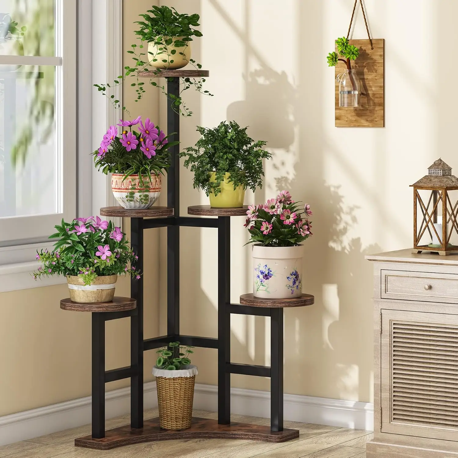 Corner Plant Stand Indoor, 6 Tiered Plant Shelf Flower Stand, Tall Multiple Potted Plant Holder Rack Planter Organizer