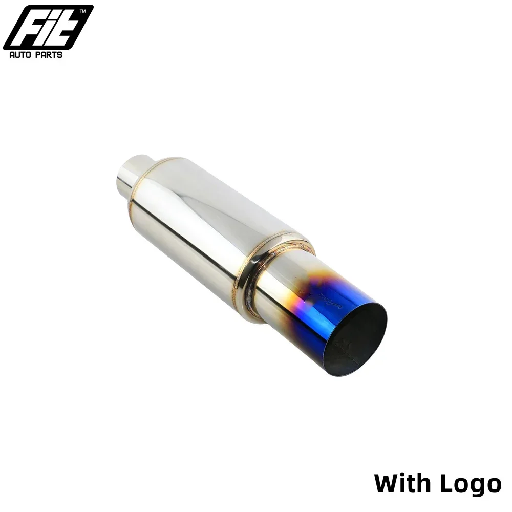 Universele auto rechte uitlaatpijp 2 inch inlaat Verbrand blauw Sportuitlaatdemper 3,5 inch uitlaat