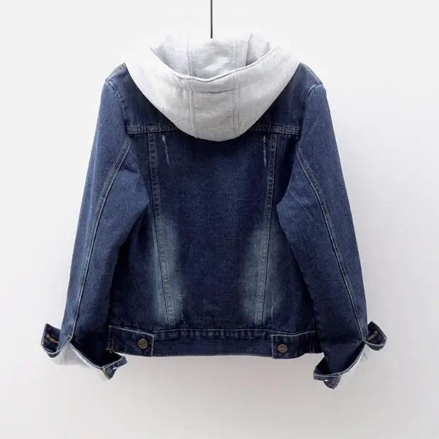 Cappotto di jeans Pelliccia di buona qualità Peluche Donna Autunno Regular-Fit Fusciacche Streetwear Urban Comfort Colletto rialzato Patchwork trapuntato