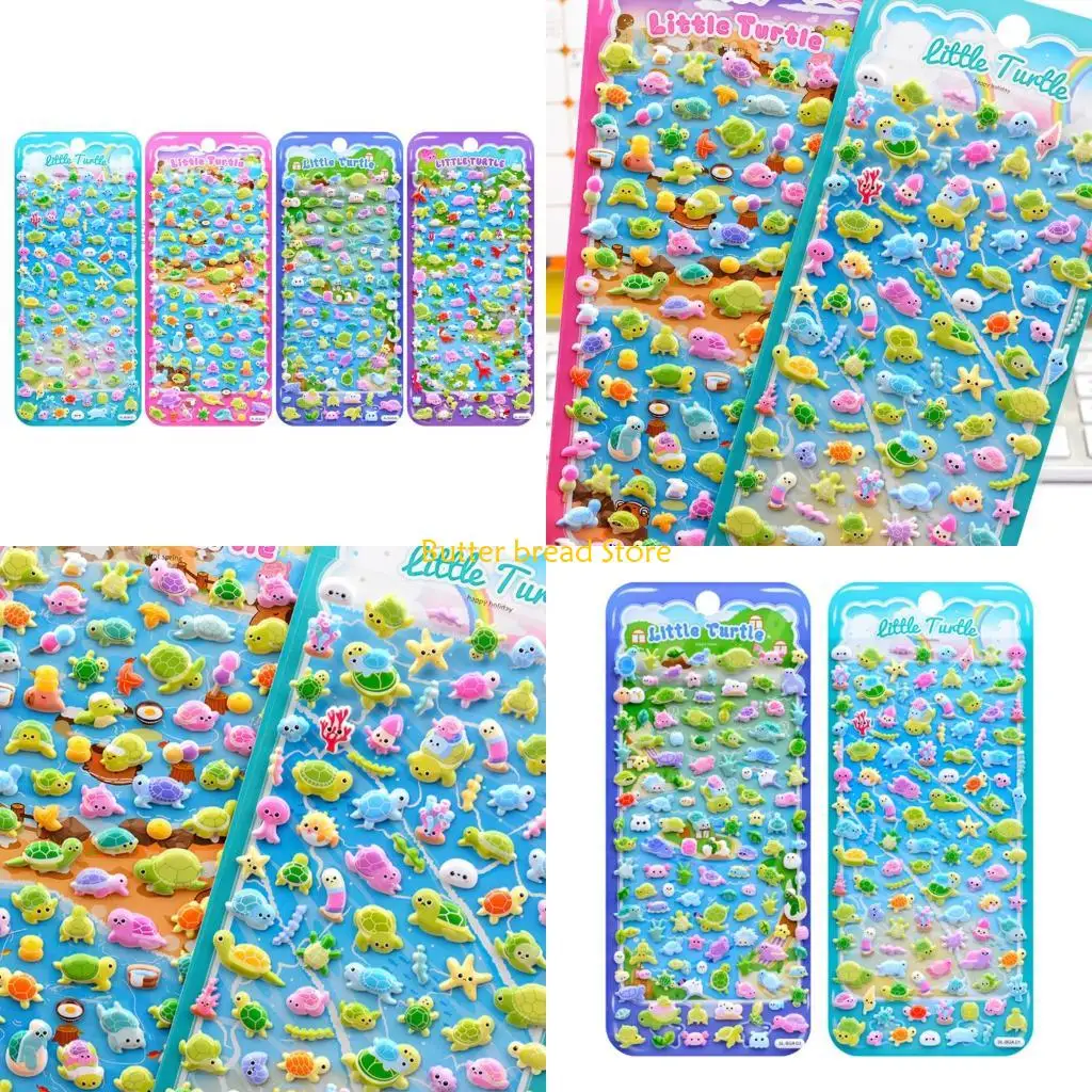 W89C Puffier Sticker for Kids 3D Design Sticker for Boys Girls, Reusable Tiny Sticker