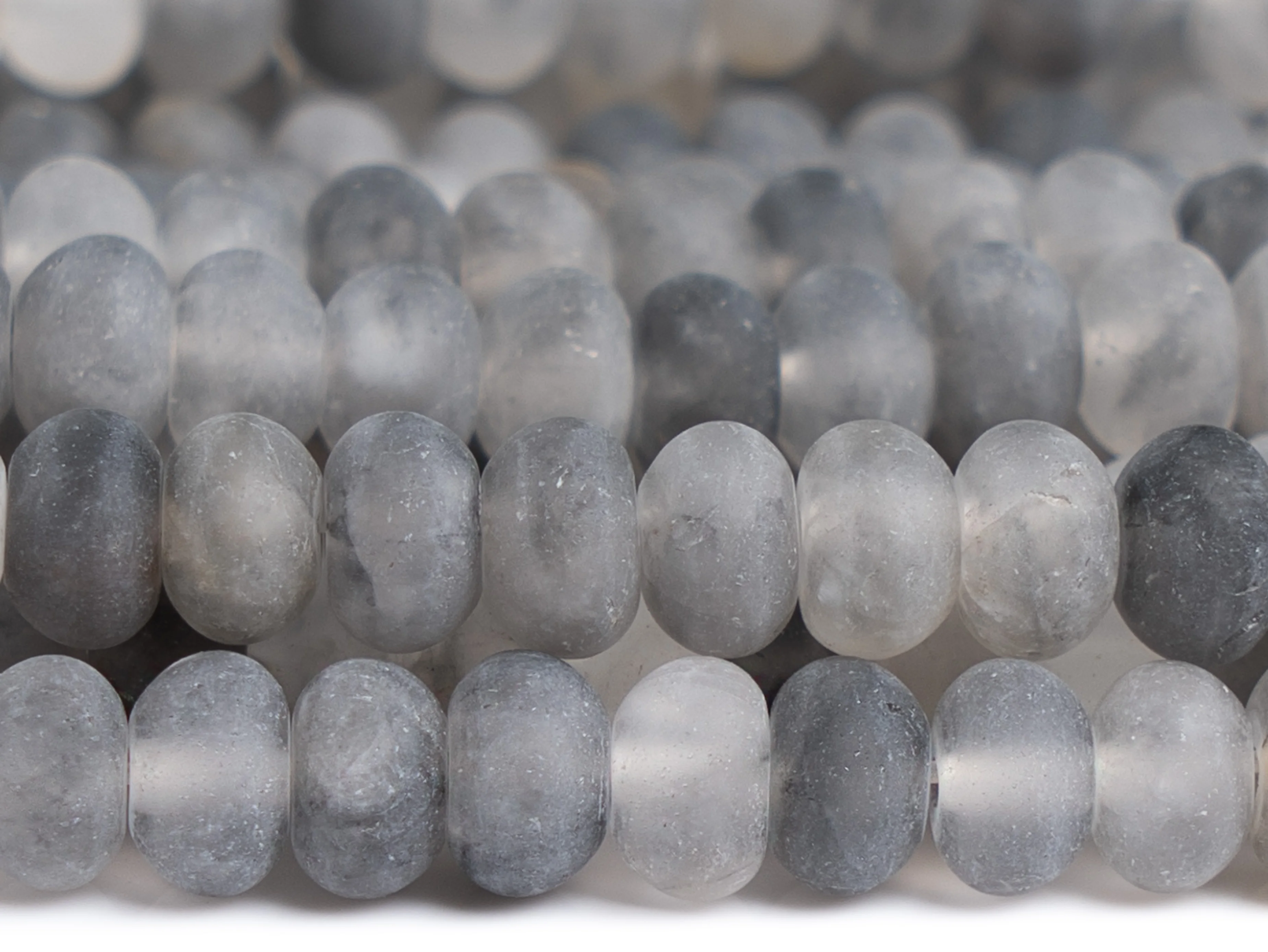 

Matte Gray Crystal Quartz Beads Grade A Genuine Natural Gemstone Rondelle Size Options 6/8/10mm for Jewelry Making