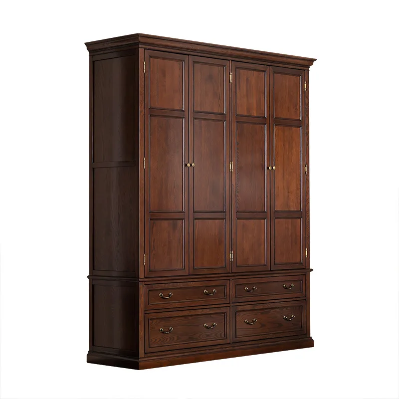 

American country e****my assembled door wardrobe all solid wood bedroom furniture