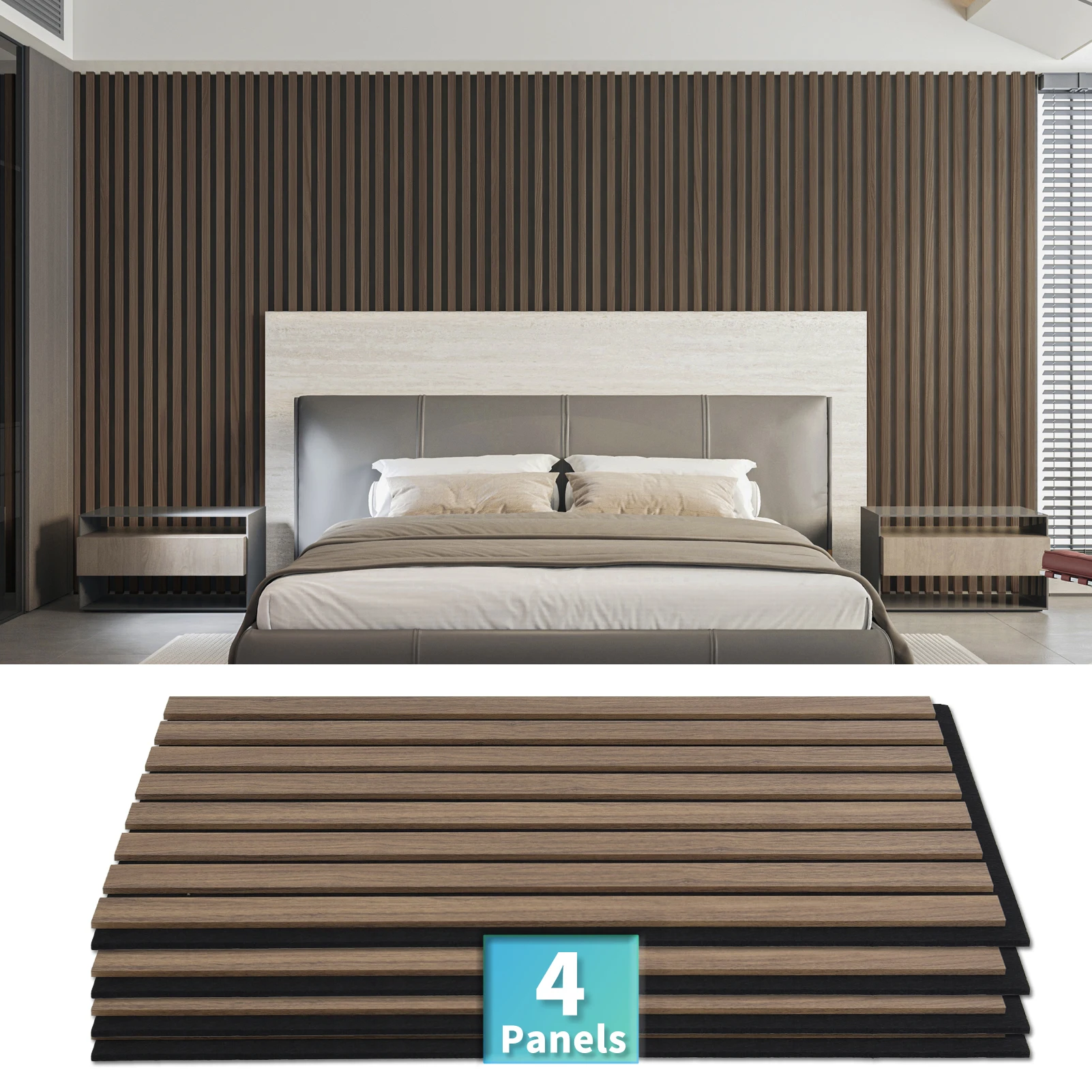 

Art3d 4-Panels, Textured Wood-Look 3D Wall & Ceiling Tiles Noise Insulating MDF Grille Design,Acoustic Panels, 24" x 12"