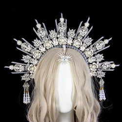 Silver Handmake Apollo Sun Halo Angel Goddess Crown Bridal Jewellery Wedding Hair Accessories Bridal Headpiece Photoshoot