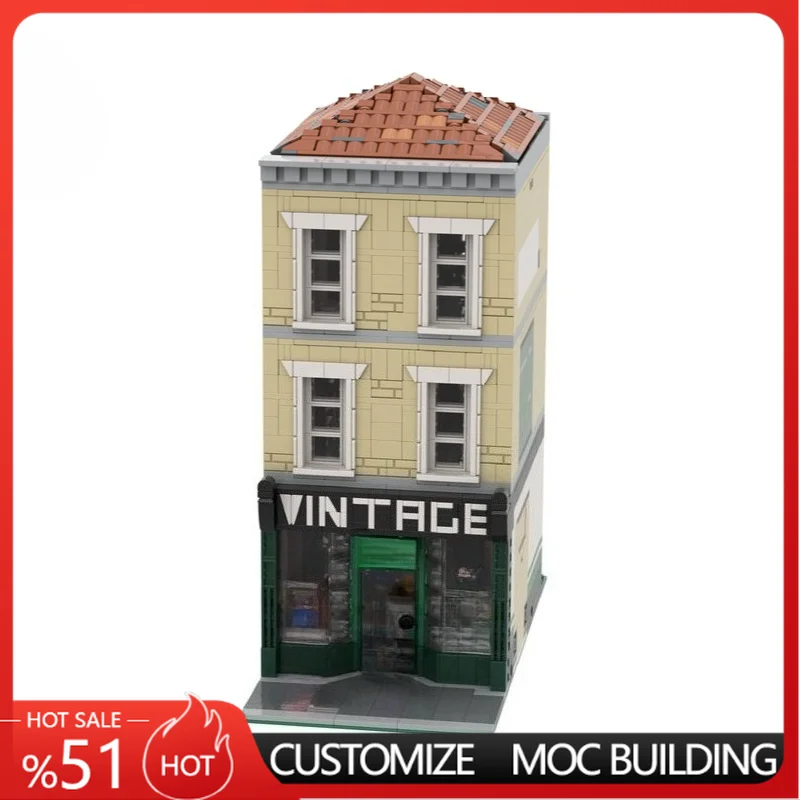 

1769Parts Vintage Store Modular City Building Scene Customize Creative MOC Building Blocks Assembly Educational Toy For Display