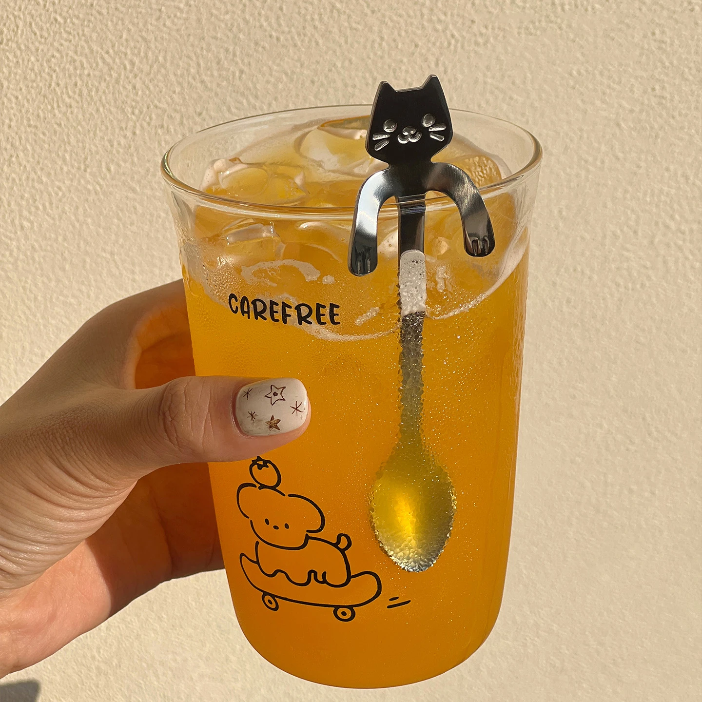 

Stainless Steel Silver Spoon Ins Style Cute Cat Shape Teaspoon for Ice Cream Creative Small Coffee Spoon Hangable Cocktail Spoon