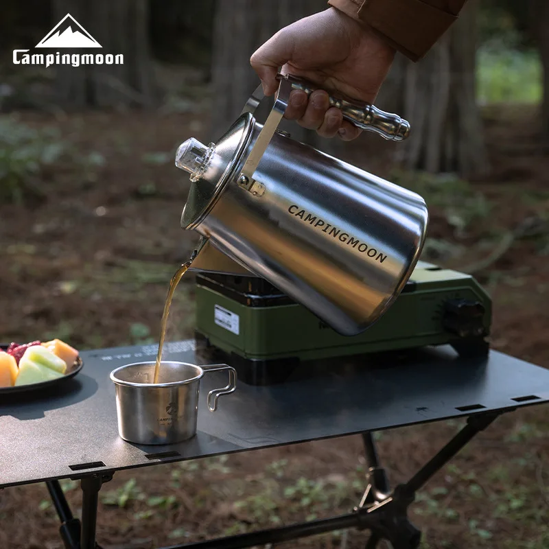 CAMPINGMOON SW-7 Percolation Coffee Pot Convenient American Filter Press Coffee Pot Free Filter Paper Stainless Steel Tea Pot