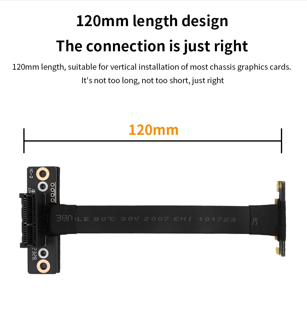 TISHRIC PCIE4.0 3,0 bis 1X/4X bis 4X Riser-Kabel PCIE X1 X4 Verlängerungskabel Dual 90 Grad rechtwinkliger Adapter Hochgeschwindigkeits-Extender – Detail 15