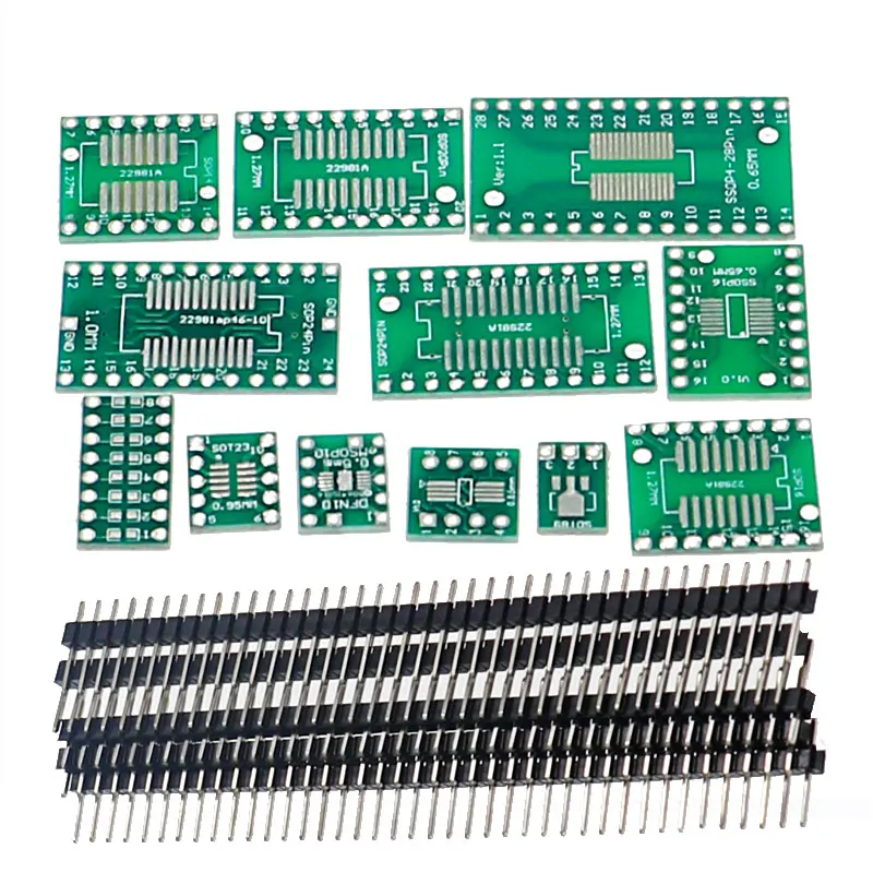 70pcs PCB Board Kit Box SMD Turn To DIP Adapter Converter Plate SOP8 SOP10 SOP14 SOP16 SOP24 SOP28