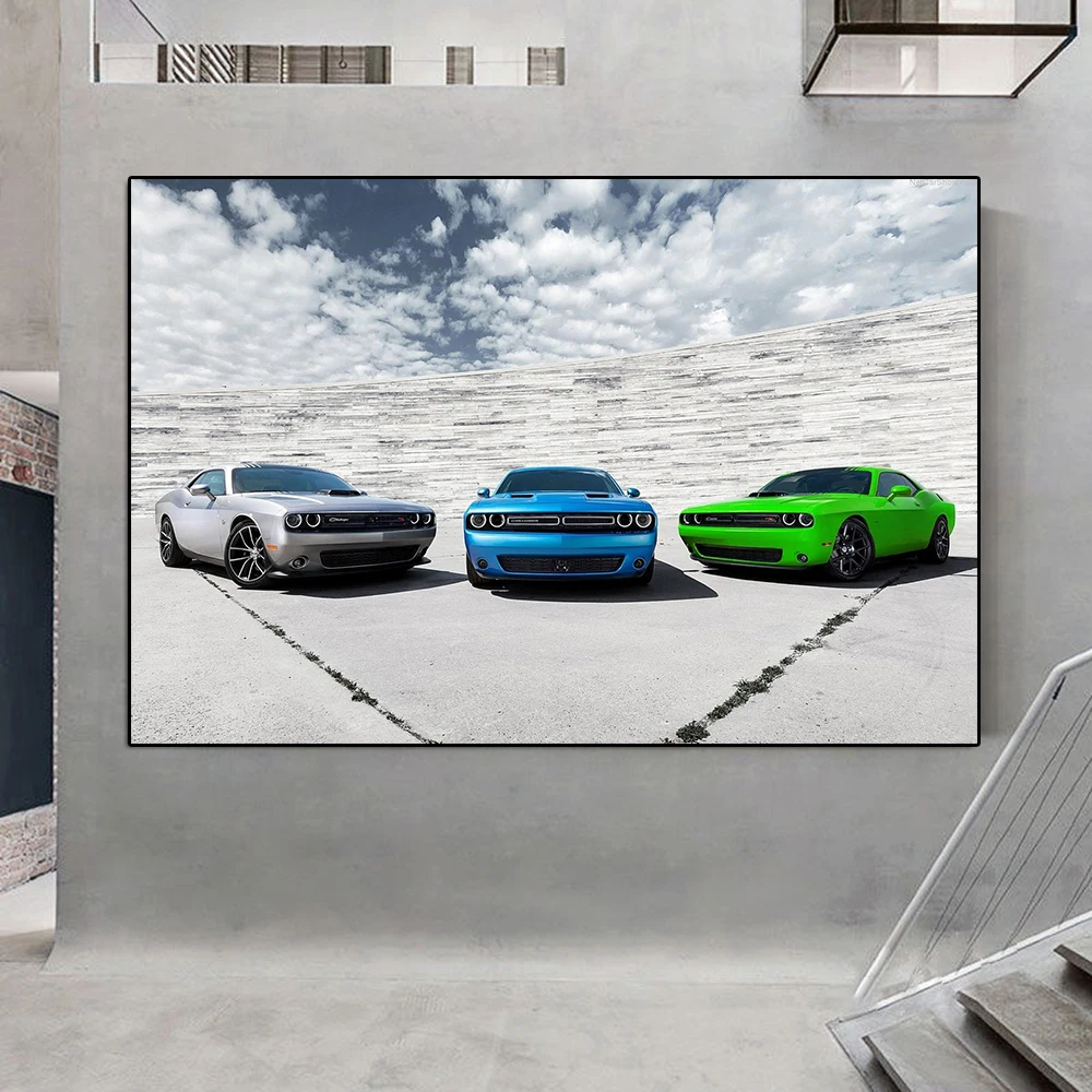 Classic Luxury Racing Poster Retro Sports Car Challenger Canvas Painting Abstract Supercar Club Wall Art Gaming Room Home Decor