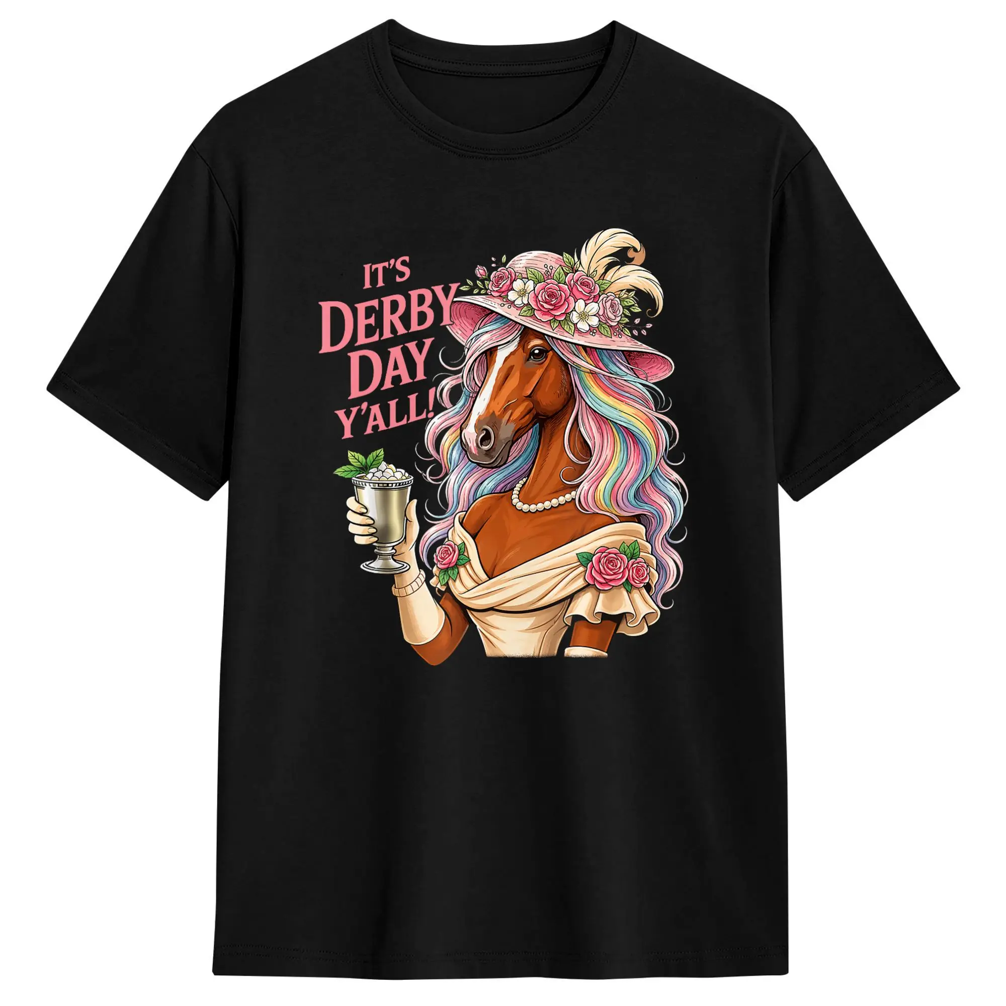 Horse Racing It's Derby Day Yall KY Derby Horse T Shirt Beach Hip Hop T-Shirts Cotton O-Neck Plus Size Clothes Streetwear Tops