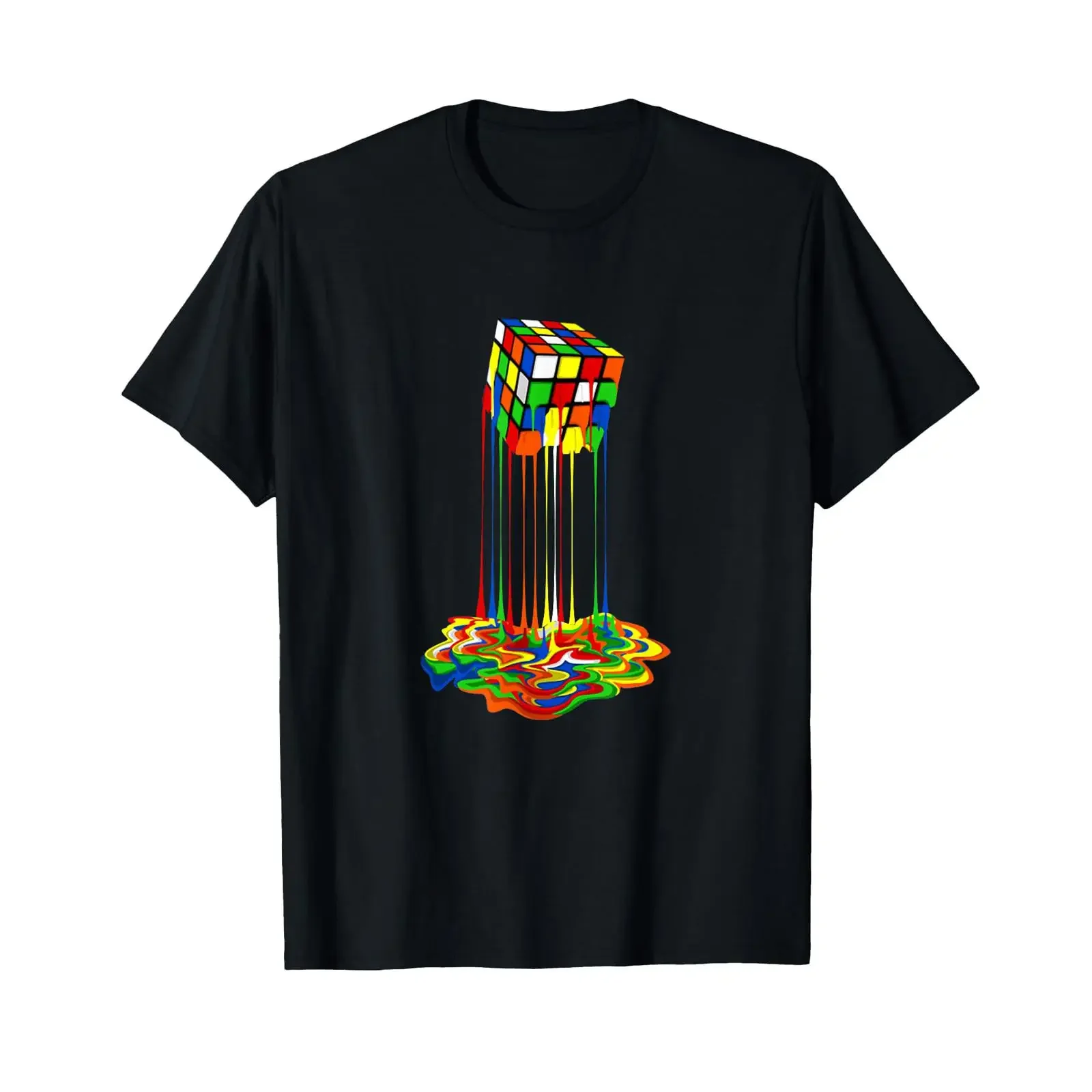 Melting Puzzle Cube T Shirt vintage Washed streetwear graphic Stylish designer clothes Versatile homme Breathable Slightly Soft