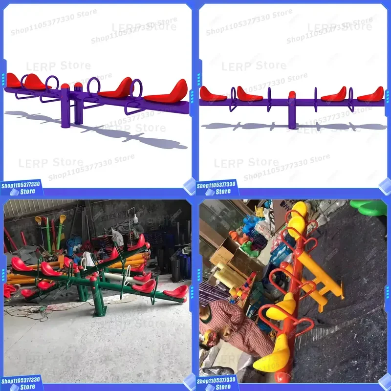 4 Seater Spring Seesaw for Kids Outdoor Playground Equipment Metal Plastic Garden Toy for Kindergarten Daycare Center Durable
