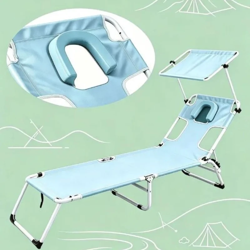 `New Foldable Camping‑Cot Lounge‑Bed Recliner with Backrest for Outdoor Balcony Beach Rest Sunbathing Furnishings Gear`