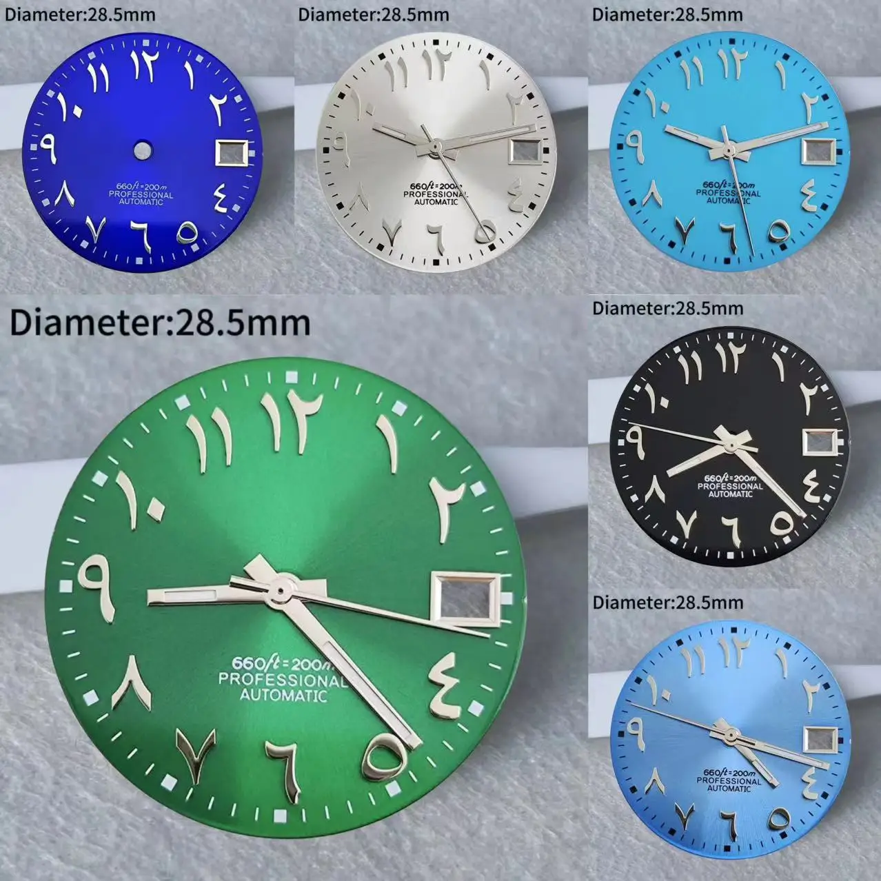 28.5mm no luminous Arabic numerals blue S logo dial Suitable nh dial 35 Movement accessories Watch repair tool green blue s dial