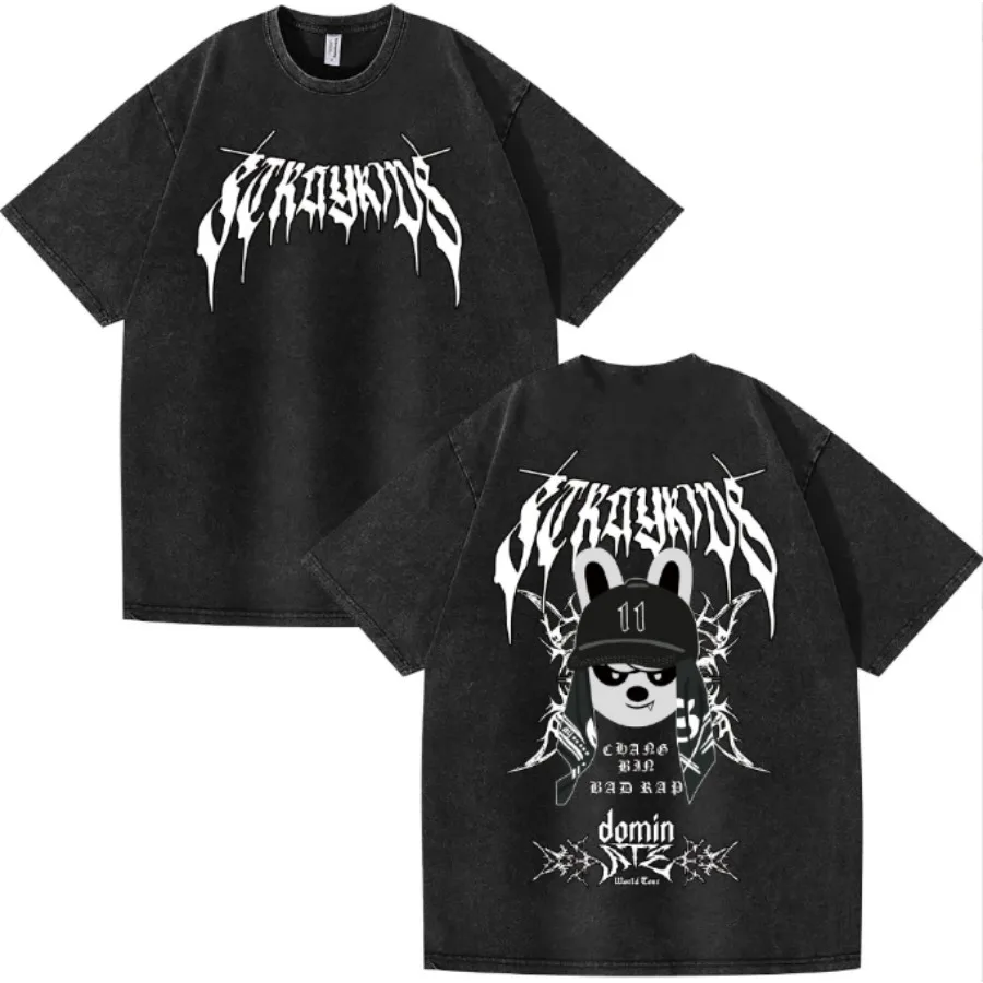 

KPOP DominATE Tour FELIX BANGCHAN CHANGBIN HYUNJIN HAN LEE KNOW Винтажная потертая футболка Повседневные хлопковые футболки с короткими рукавами и графикой