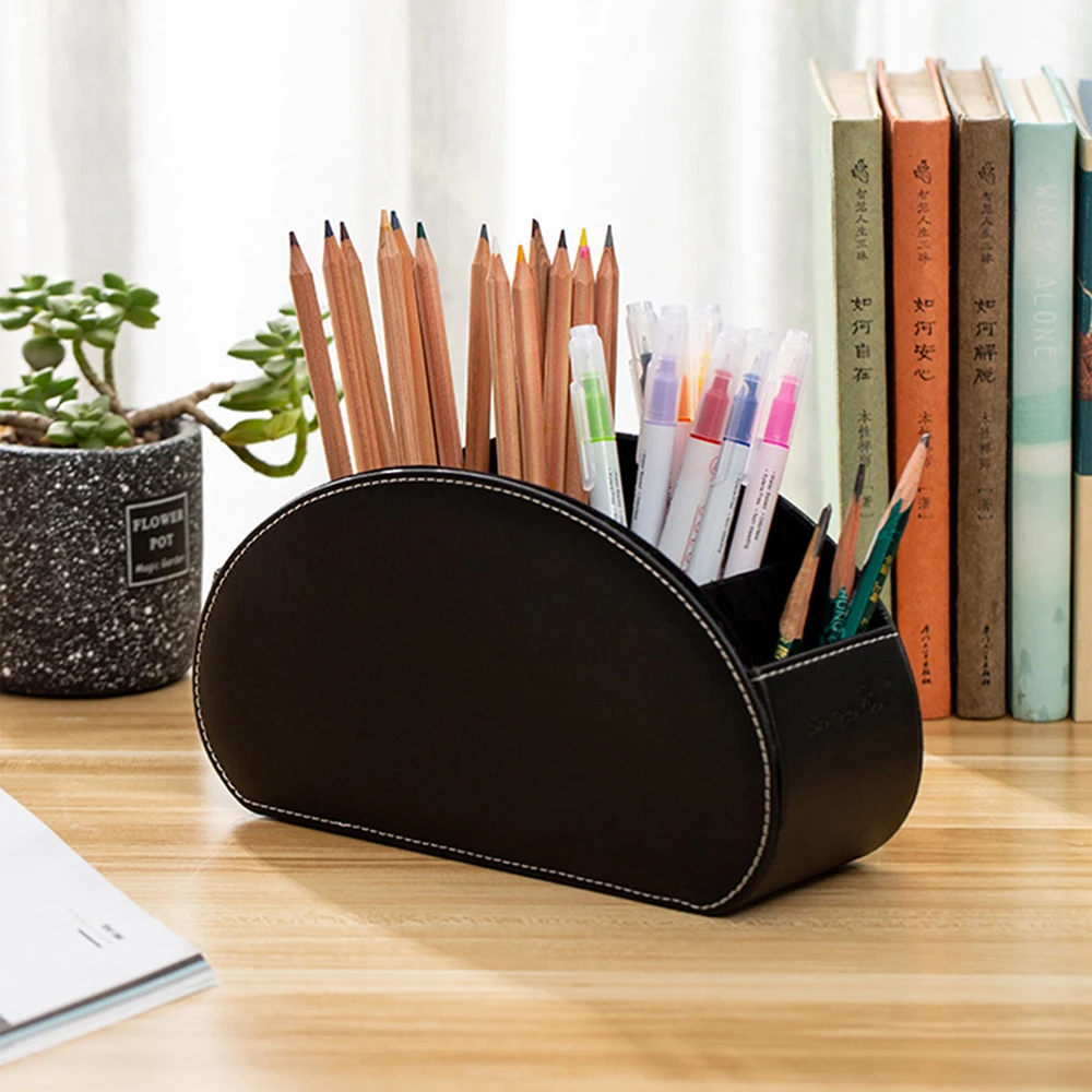 Remote Control Holder Organizer Controller Stand 5 Compartment Pu Leather Storage Box And Tv Stand Desk Storage Box