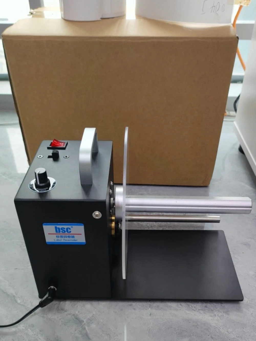 Adjustable Speed 120mm Width 168mm Roll Diameter BSC-H6 Electric Label Rewinder Motorized Label Rewinding Machine