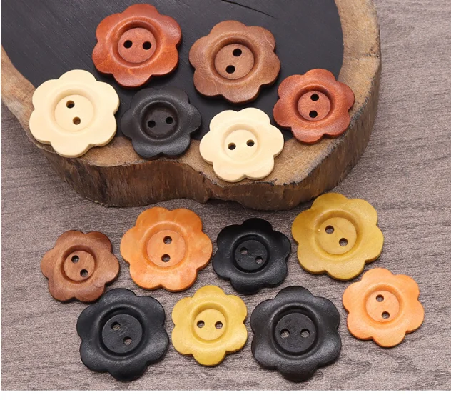 20pcs/lot  Size:12.5mm-25mm Natural Floral Wooden Buttons for  Sewing Clothing Crafts Gift Scrapbooking Decoration(SS-2271)