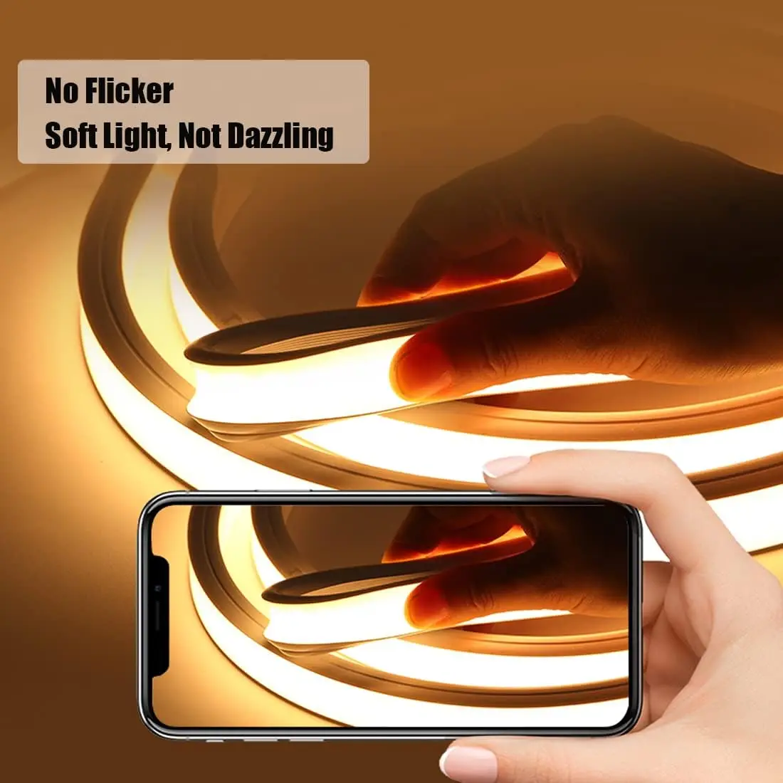 10M Warm White Neon LED Strip, IP65 Waterproof, 120LEDs/m, Cuttable for Home Outdoor Indoor Decor