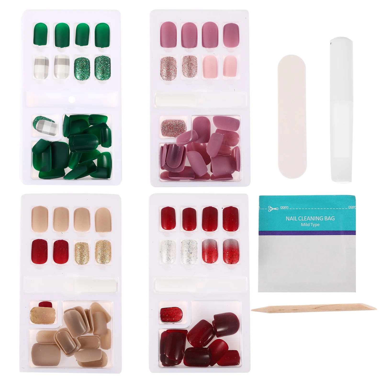 4 paquetes de uñas postizas, cobertura completa, puntas para decoración de uñas, diseño de manicura desmontable para bricolaje, boda, graduación, uso en salón, pegatinas para uñas postizas