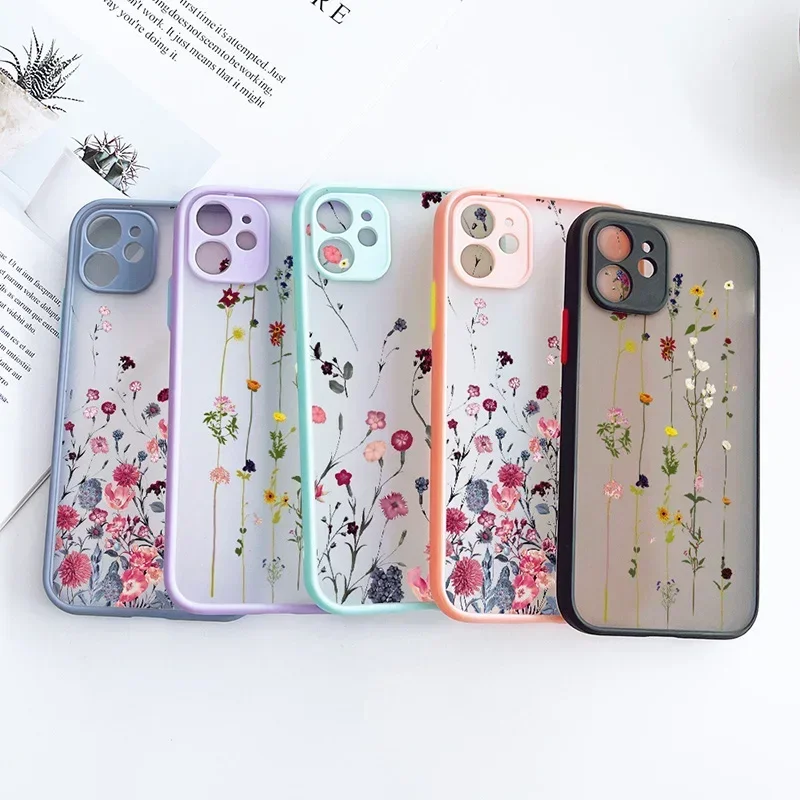 Plants Flowers Leaves Phone Case For iphone 11 12 13 14 15 16 Pro Max mini Plus XR XS MAX SE Shockproof Back Cover Funda Coque