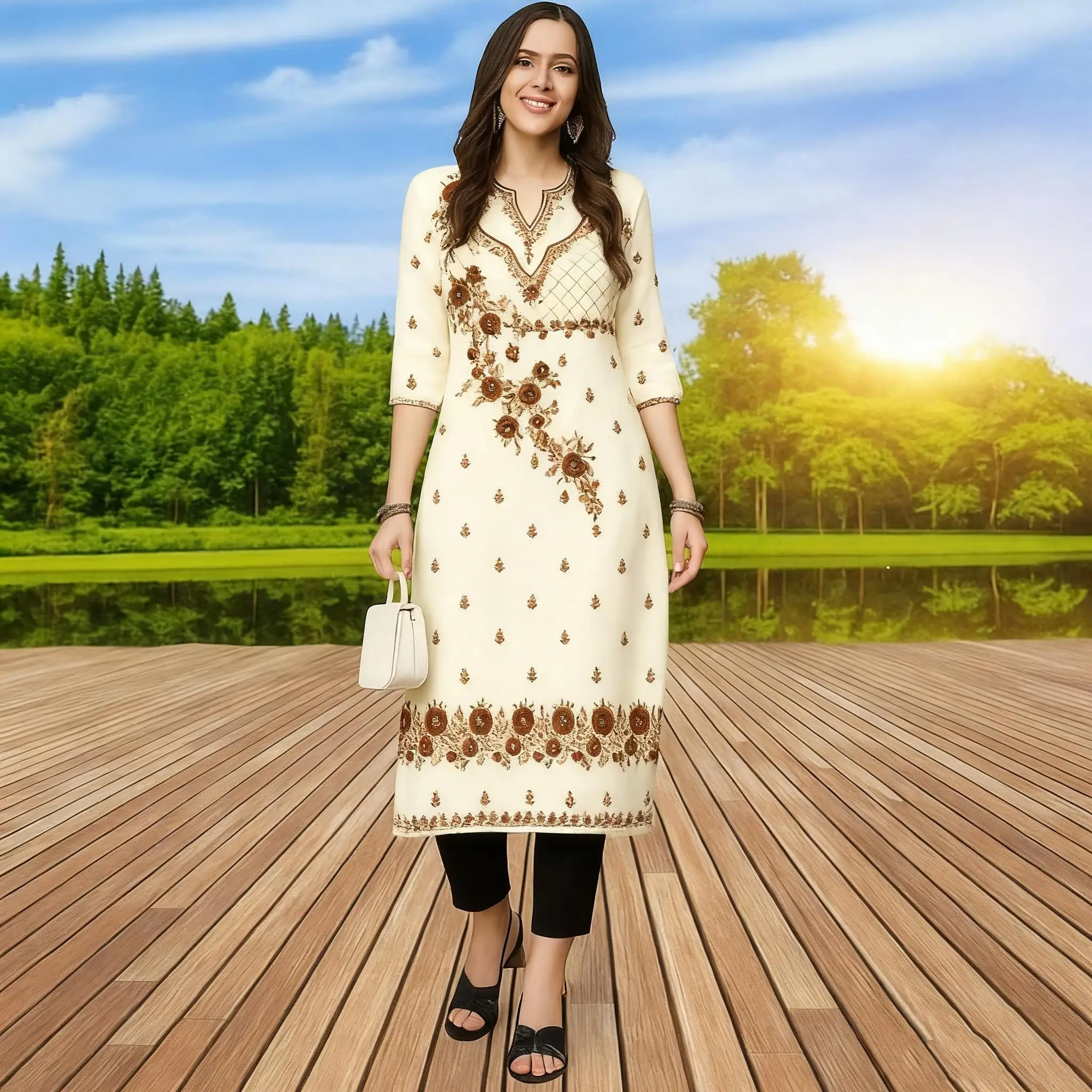 مسلم كورت المرأة عارضة أزياء اللباس الطاووس أنبوب مستقيم عارضة العرقية الطاووس النمط الوطني Islamische Kleidung Frauen