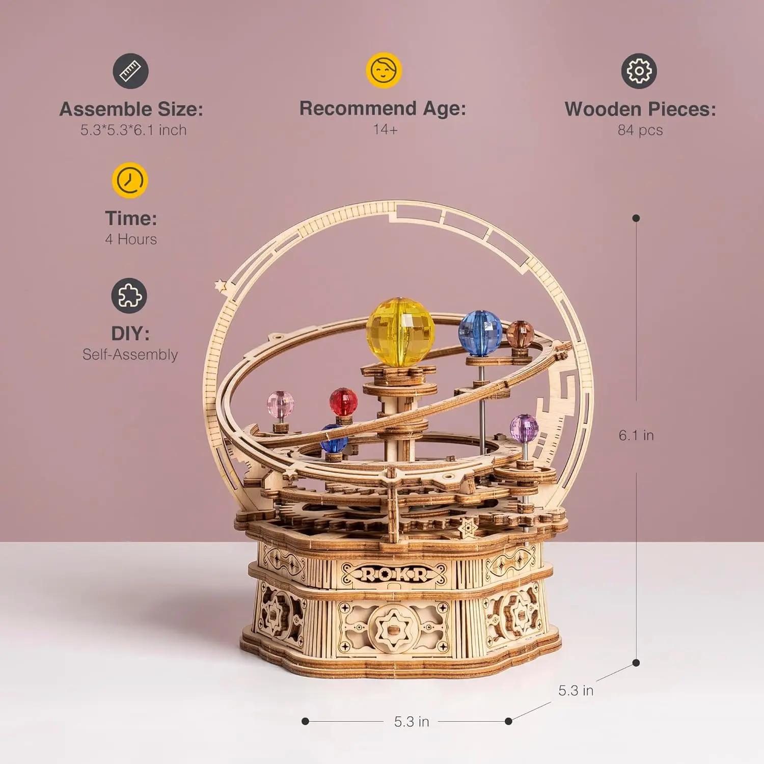 Robotime 3D Wooden Puzzles Model Kit Rotating Starry Night Kit Romantic Carousel kit Secret Garden kit Control Tower for Adults