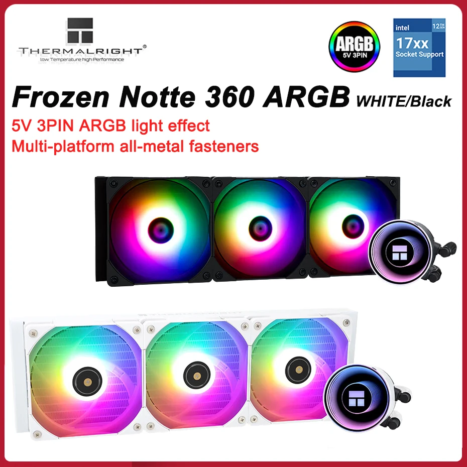 

Thermalright Frozen Notte 360 CPU Case Water Cooler ARGB Fan Integrated Liquid Cooling Radiator LGA1700 115x 1200 2011 AM4 AM5