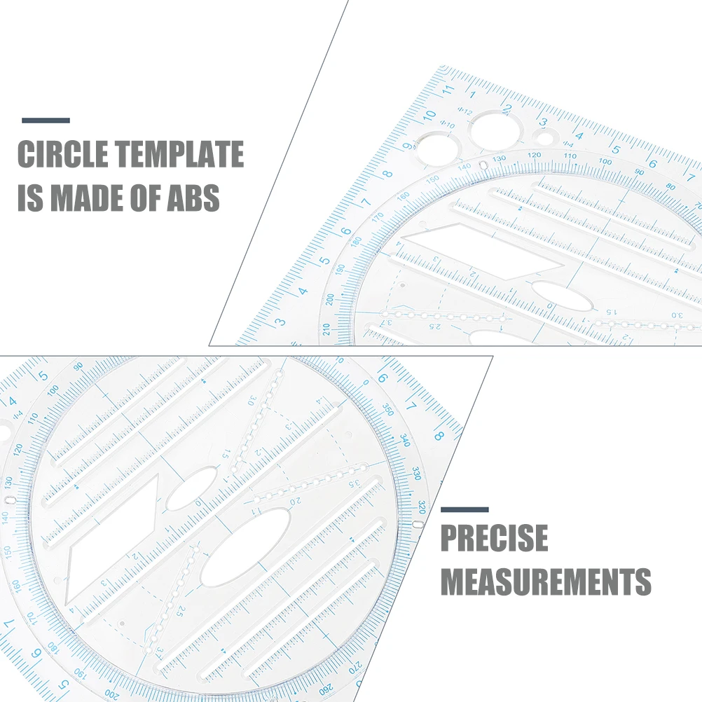 2pcs Drawing Template Circle Ruler Geometry Architectural Scale ABS Precision Measurement Tool for Art Design Drafting