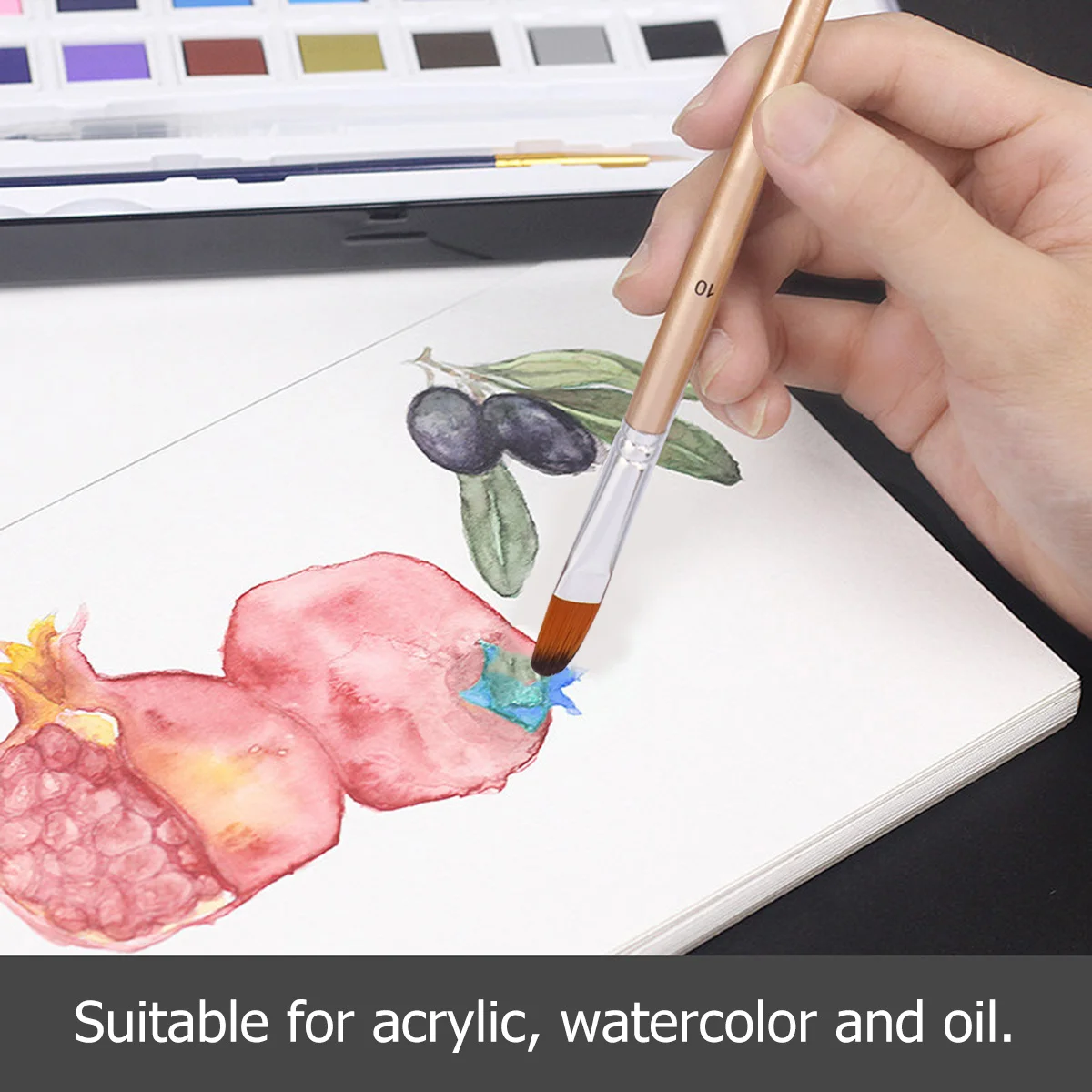 

1Set Multifunction Nylon Paintbrush Rose Gold Round Head Painting Brush Set Ideal for Acrylic Watercolor Oil Graffiti