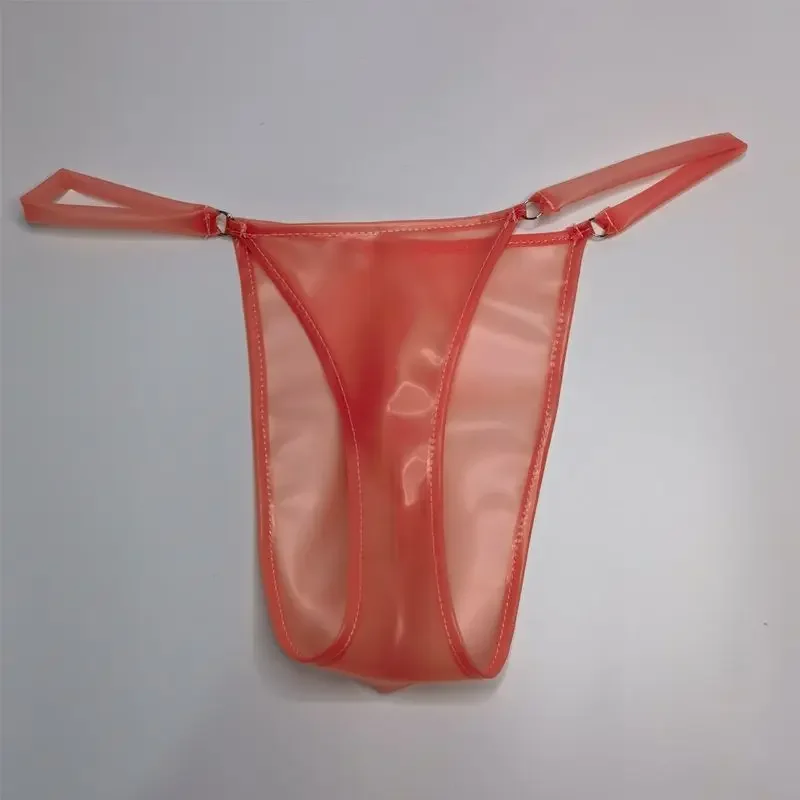 

Men's Transparent Latex Pouch Thong G-String Low-Rise Shiny Sexy Underwear Hombre Club Bar Tanga Male Sexy Panties