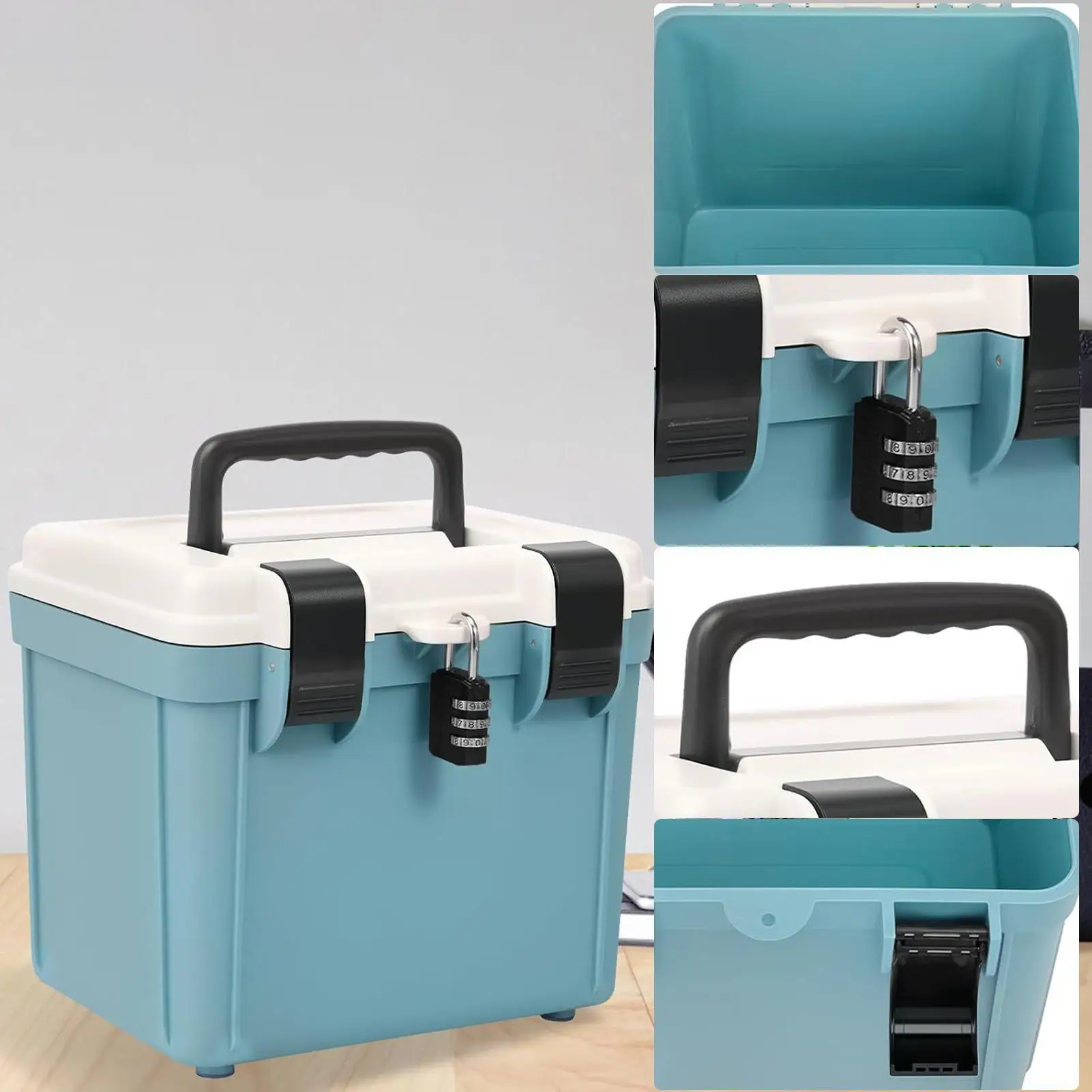 

Lockable Medicine Box Combination Safe Box Organizer Portable Password Locking Large Capacity Tool for Document File Folders