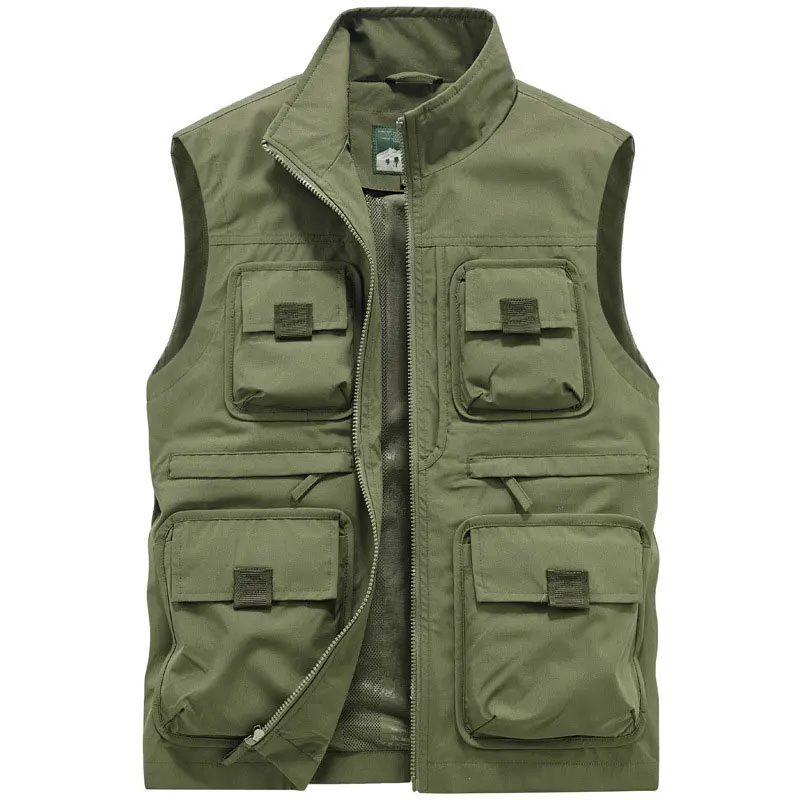 

Men Multi-pocket Vest Jackets Outdoor Hiking Fishing Hunting Quick Dry Chaleco Tactico Sleeveless Cardigans Plus Size M-6XL