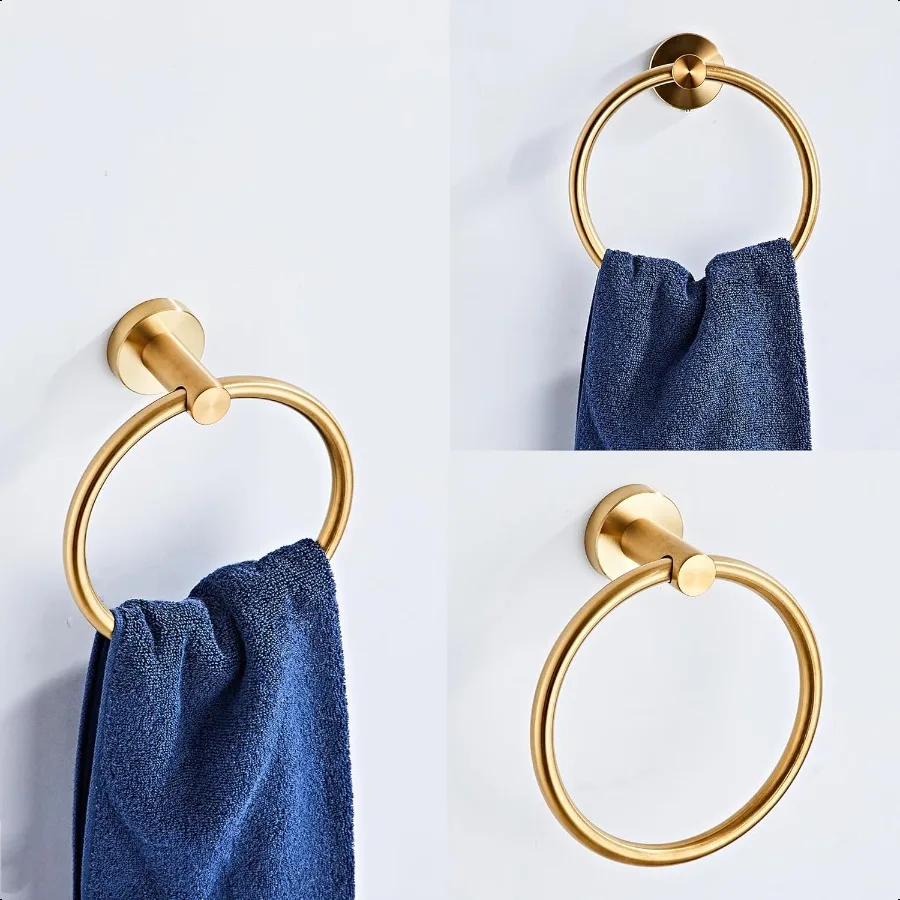 Brusehd Dark Gold Bathroom Hardware Set 5 Piece with Towel Racks for Bathroom SUS304 Stainl Steel Bath Towel Bar Set 24 Inch Wa