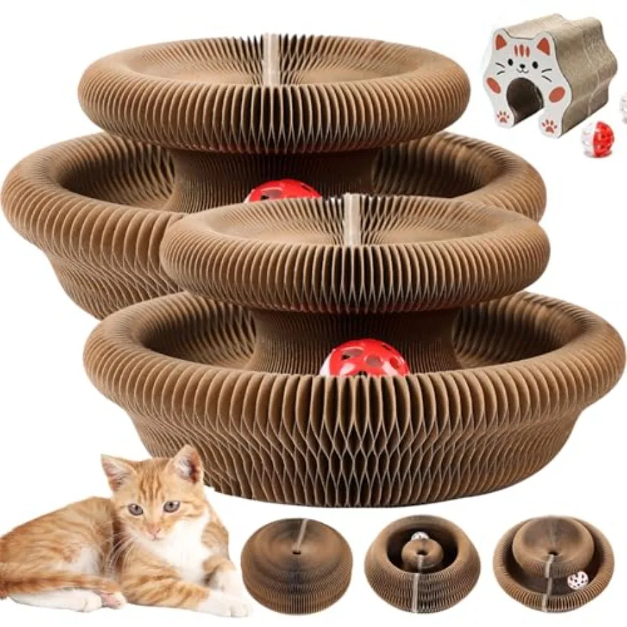 

2 шт. Улучшенная магнитная игрушка для кошек Kitty Kurlz: интерактивная когтеточка с разнообразными формами и мячиком для игр в помещении