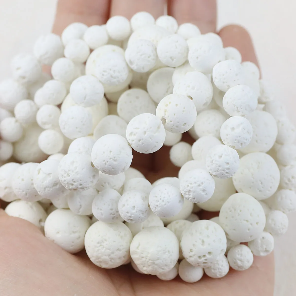 Synthetic Stone White Volcanic Lava Bead Round Loose Spacers Beads For Jewelry Making DIY Love Bracelets Accessories 6/8/10/12MM