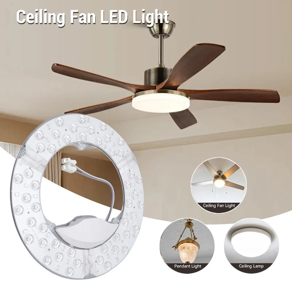 Modern 48W/72W Ceiling Fan Light Module 3CCT 9.45 Inch LED Ceiling Light Module Ceiling Light Retrofit Kit Home Use