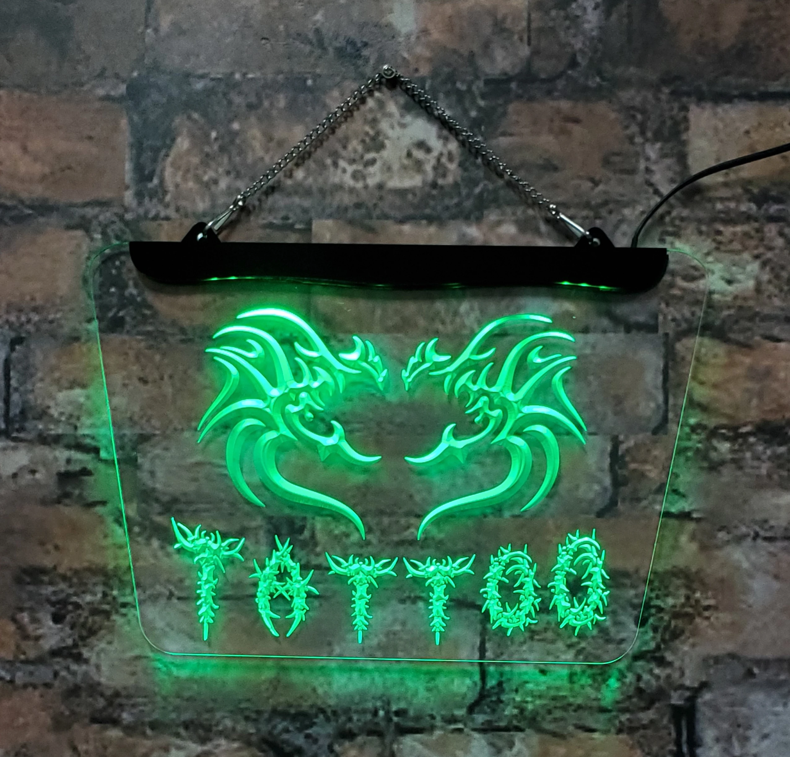 Tattoo parlour Flying Dragon Heart Bar Club LED neon signs -3D carved wall art for bedroom games room Holiday party decorations