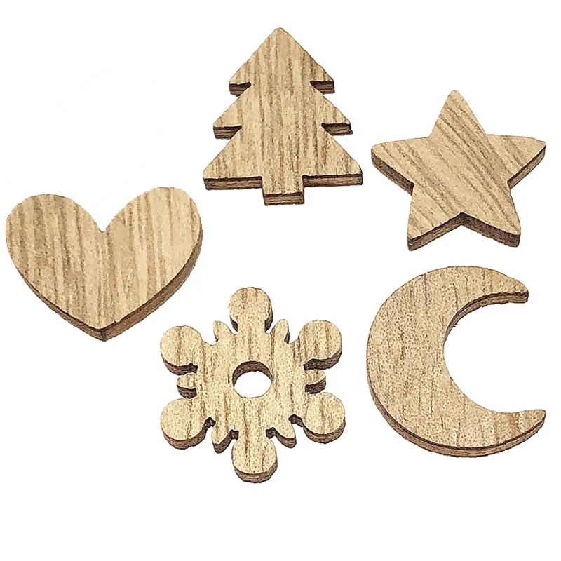

600 шт. 20 мм звезды снежинки и сосны узор деревянный скрапбукинг для дерева домашний декор ручной работы деревянные поделки своими руками
