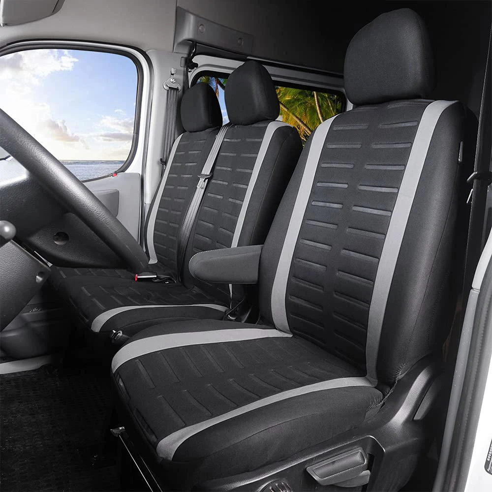 Das Autositzbezugs-Set umfasst 2 Sätze mit 2+1 Sitzbezügen und 1 Satz mit 3-Personen-Sitzbezügen. Geeignet für Autos mit 9 Sitzplätzen. – Detail 2