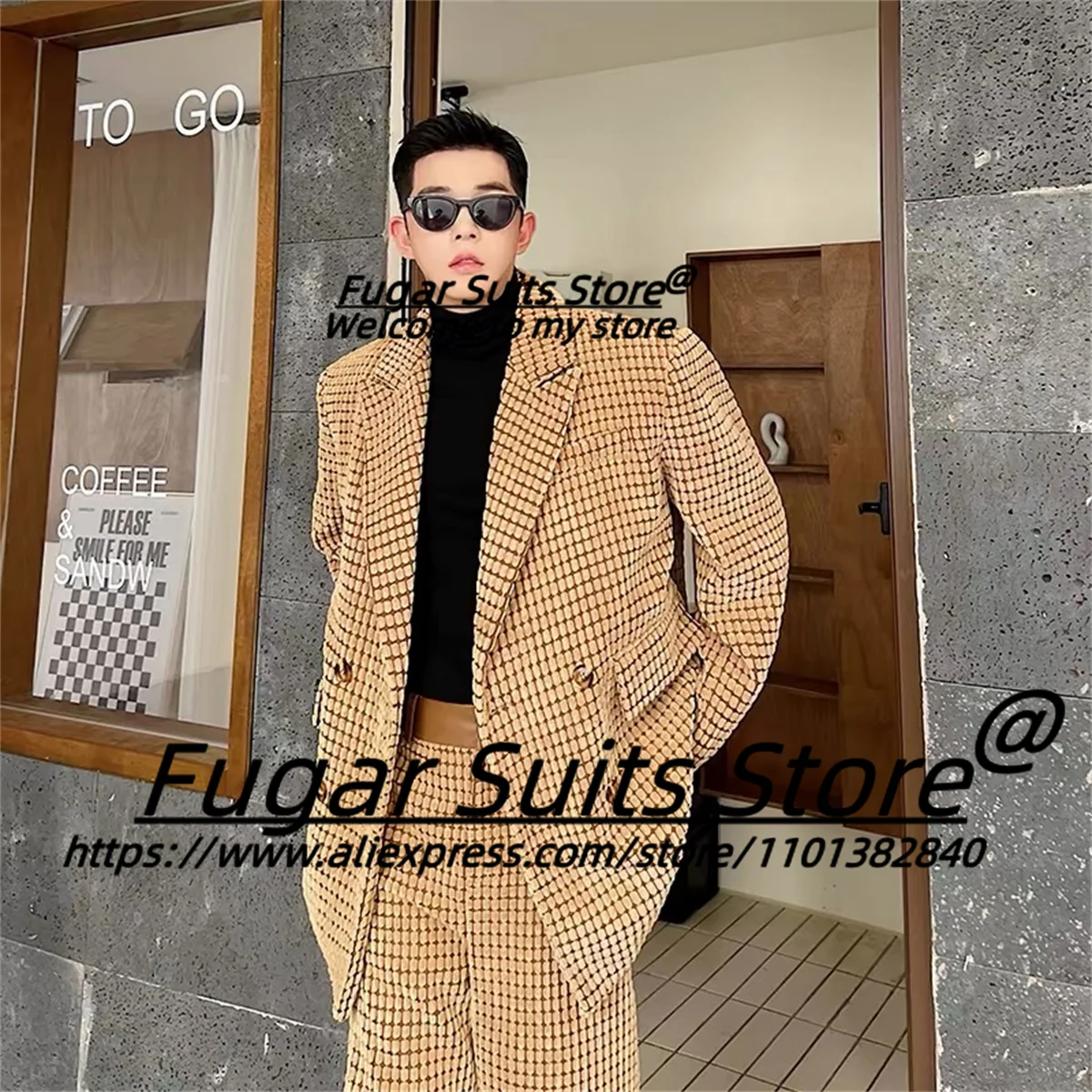 

2024New Latest-Design Loose Men Suits Fashion Casual Groom Prom Tuxedos 2 Pieces Sets Elegant Male Blazers trajes para hombre