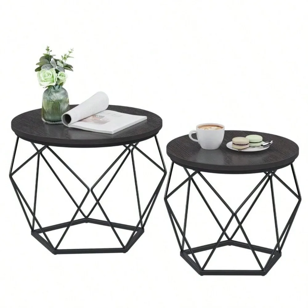 

Набор из 2-х маленьких кофейных столиков, круглый кофейный столик со стальным каркасом, приставной столик для гостиной, спальни, офиса