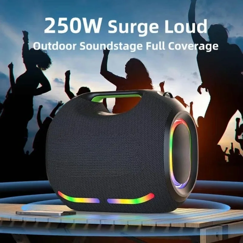 ZE21 Portable Speaker with 250 Watt Subwoofer Wireless Outdoor with WiFi Bass Vibration Waterproof Mini Stereo Speaker