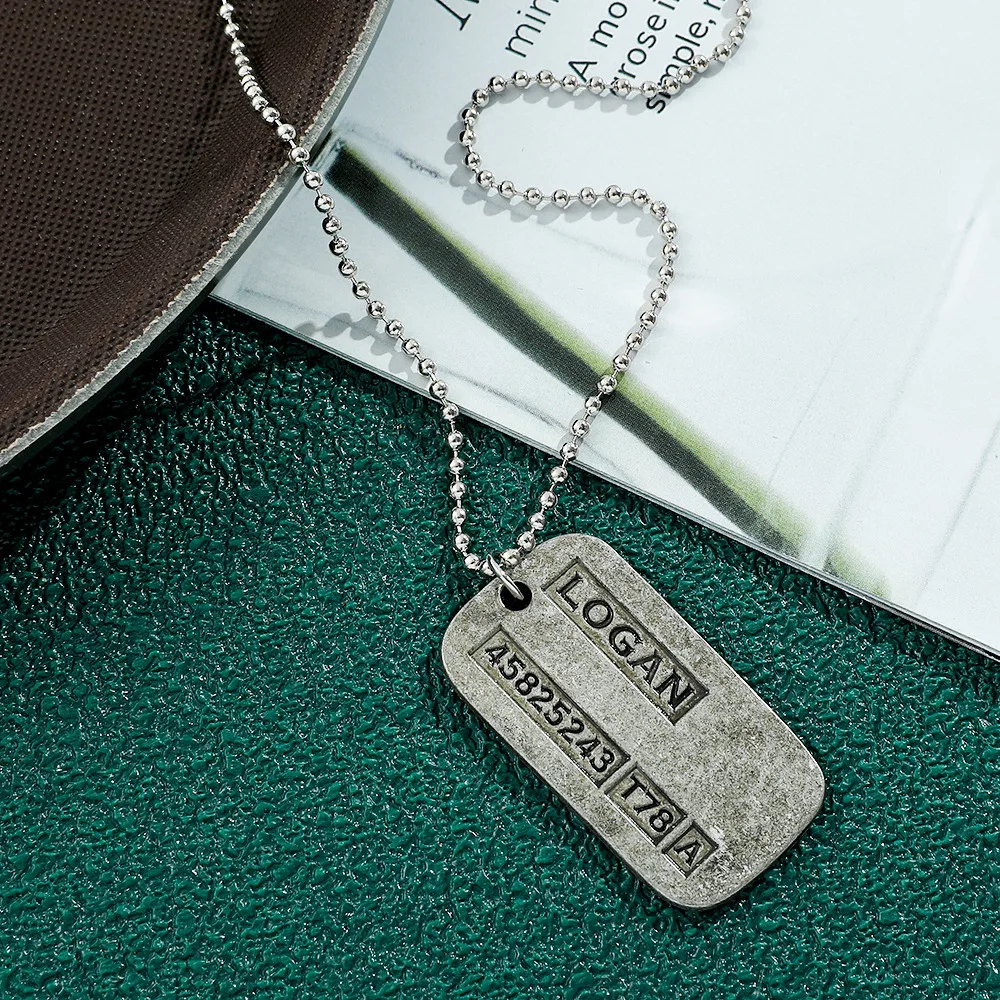 

Retro Punk Style Wolverine Tag Necklace Men's Fashion Movie Character Pendant for Cosplay Personality Accessory Gift