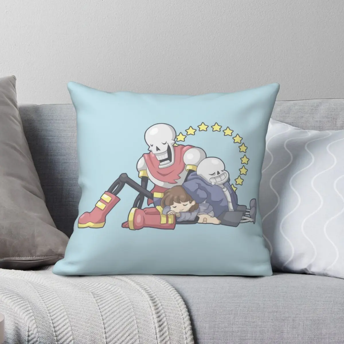 Undertale Sleepy Bones Square Pillowcase Polyester Linen Velvet Pattern Zip Decor Throw Pillow Case Sofa Cushion Cover