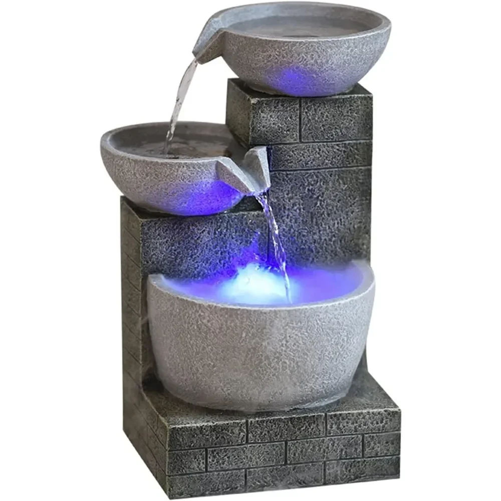 Tabletop Water Fountain Desktop Fountain Small Leisure Waterfall Fountain 3 Tier Indoor Water Feature for Office Home Desk