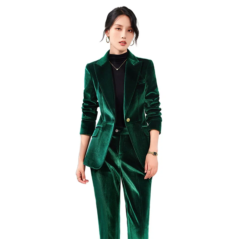 High-end Velvet Suit for Women2024Autumn Winter New High-end Professional Fashionable Elegant Capable Suit