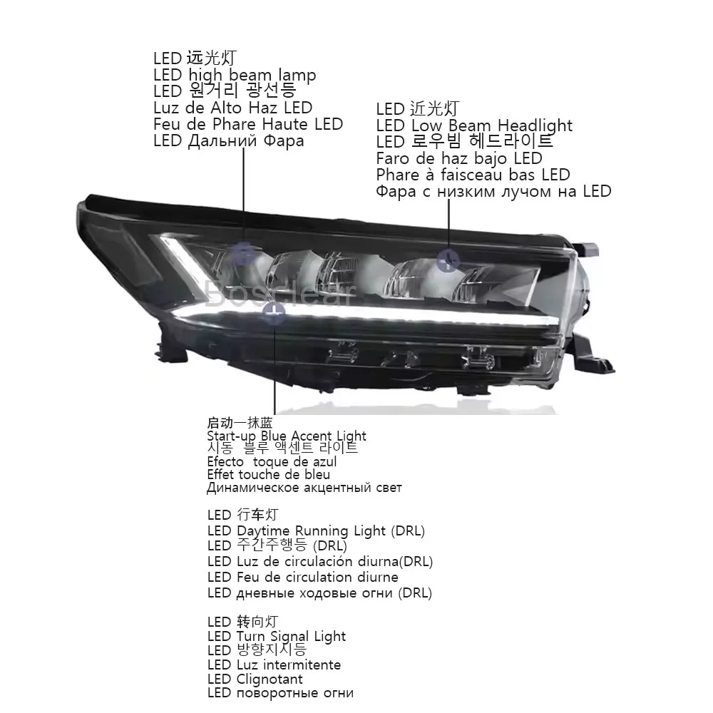 Headlight Assembly for Toyota Highlander 2018-2021 LED Head Lamp Daytime Running Lights Dynamic Turn Signal Car Auto Accessories