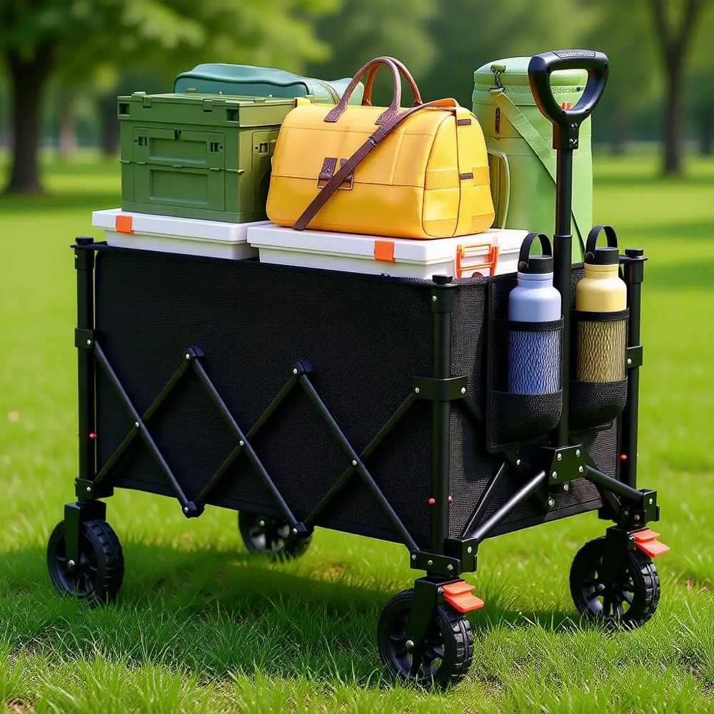 

Складная тележка с колесами, регулируемой ручкой, 135 л, портативная универсальная тележка для продуктов, сада, кемпинга, спорта, пляжа